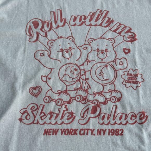 Care Bears Shirt Mens 2XL White Blue Ringer Roll With Me Skate Palace 1982 NYC - Picture 3 of 7